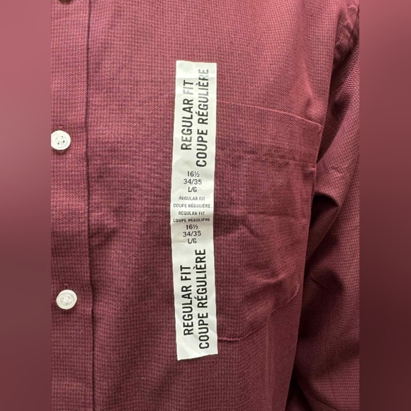 Tommy Hilfiger NWT Button Down Burgundy Longsleeve Regular Fit Size Large - Picture 9 of 10
